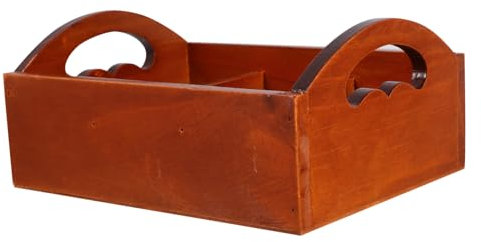 HOMOCONO Wooden Desktop Compartment Box Vintage Six-compartment Tea Bag Organizer for Countertop Storage Portable Design for Dining and Kitchen Use