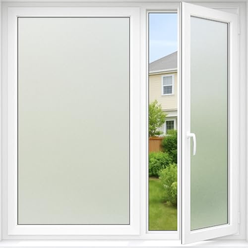 vgoltd Window Film Frosted Privacy Film Self-Adhesive, UV Protection Sticker Static Cling for Bathroom Home & Office (30cm x 5m)