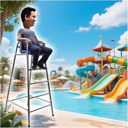 AVLLSO Escalera para Piscina Elevad Sillas Salvavidas Outdoor Tall para Piscina Patio Playa Parque Acuático Lago, Heavy Duty Deck Chairs Taburete