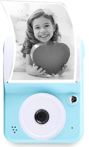 Fotocamera Istantanea, Fotocamera Digitale Istantanea HD da 48 MP 1080P con Schermo da 2,4 Pollici, Fotocamere da Viaggio Portatili con Stampa Termica e Carta per Selfie (BLUE)