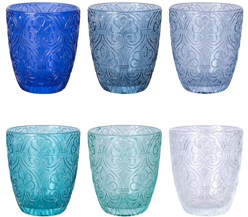 Villa d'Este Home Tivoli 1996 Lot de 6 verres à eau 300 ml en verre, Grenade Ocean