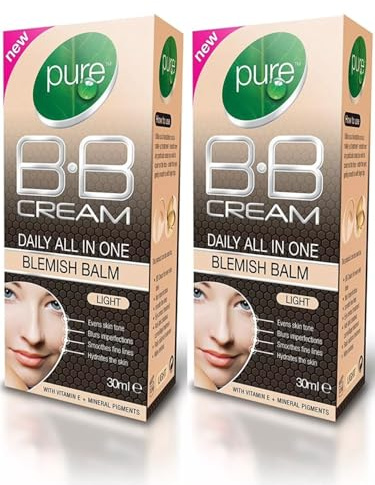 Pūre Daily all in one - Blemish Balm BB Cream - Light Shade | Vitamin E & Mineral Pigments | 30mL Each [TWIN PACK] IMPERFECT BOX