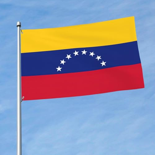 Bandera de Venezuela de 5 x 3 pies, bandera de decoración de una sola cara, colgada en balcones de césped interiores y exteriores