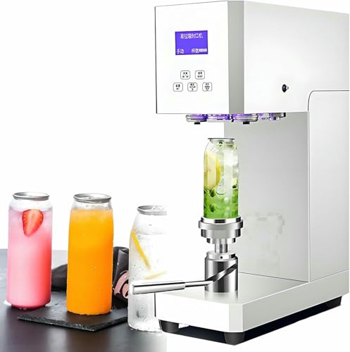Commercial Benchtop Can Seamer, Electric Can Cup Sealer with Smart Counter, Semi-Automatic Tin Can Glass Bottle Sealing Machine