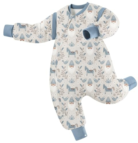 Looxii Vinter baby sovsäck med fötter bomull 3,0 TOG sovsäck med avtagbara ärmar varm wrap sovfilt för unisex baby flickor pojkar 6–18 månader