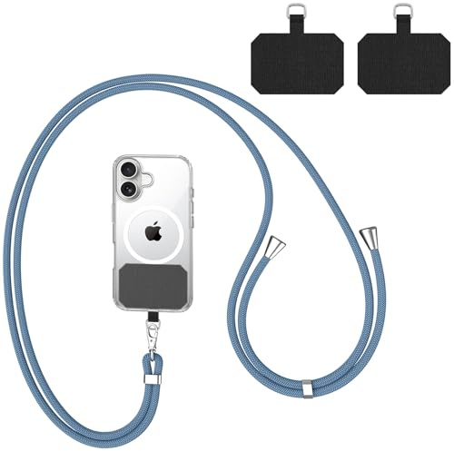 WOOZ Phone Lanyard Crossbody with 2 Patch, Anti-Theft Nylon Strap Necklace for Cellphone, Mobile Phone, Camera, GoPro, PSP, Flashlight, Keys, Keychains, USB Flash Drives and More Device