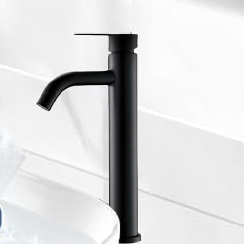 ZYNCUE Rubinetto miscelatore per lavabo in acciaio inox, 34 x 18 x 55 cm, con comando a leva singola, aeratore a nido d'ape, tubi dell'acqua fredda inclusi