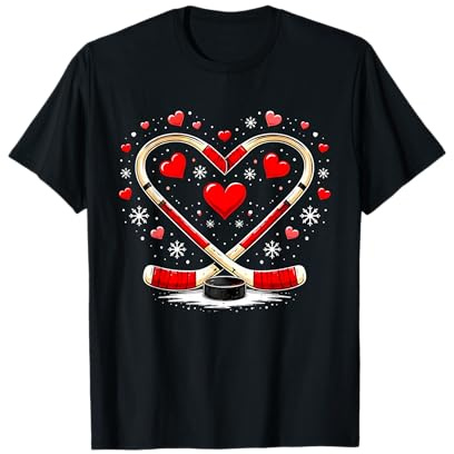 Bastoni da Hockey a Forma di Cuore, per San Valentino, per Uomini e Donne Maglietta