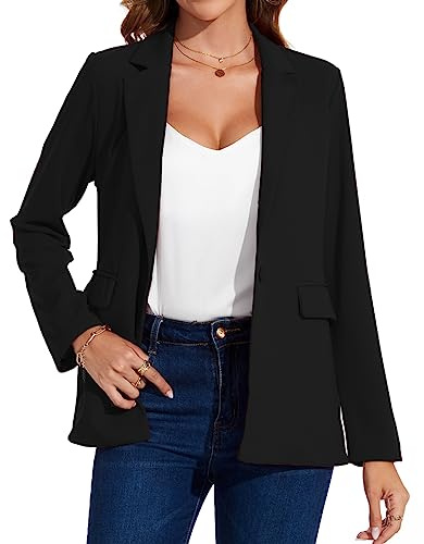 Kyzoeyou Womens Blazer Suit One Button Blazers Suit Notched Lapel Jacket Formal Elegant Smart(Black S)