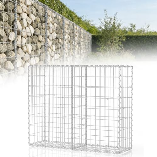 Monucep Gabion - 100 x 80 x 30 cm - En métal galvanisé - Pour mur, jardin, panier métallique - Avec maille de 5 x 10 cm - Fil de 4 mm d'épaisseur