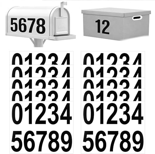 hankousi Lot de 10 feuilles d'autocollants en vinyle noir de 10,2 cm, chiffres adhésifs de 0 à 9, résistants aux intempéries et durables pour boîte aux lettres, numéro de maison, panneaux de boîte aux