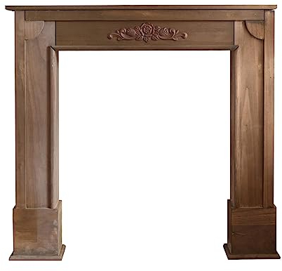 Rebecca Mobili Deko Kaminumrandung Braun, Kaminkonsole Shabby Chic, für Wohnzimmer – Maße: 100 x 105 x 21 cm (HxLxB) - Art. RE4862