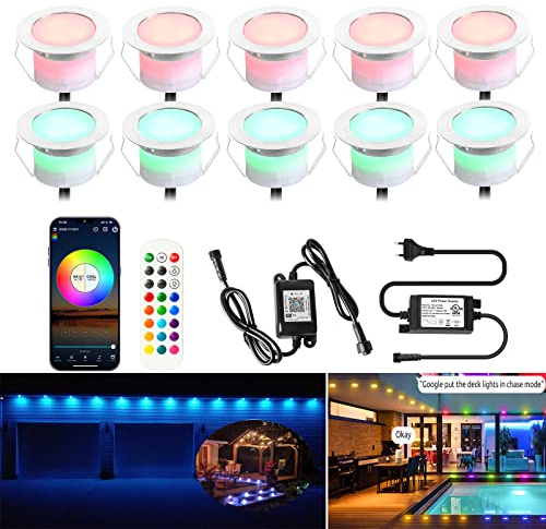 SUBOSI LED Bodeneinbauleuchten Arbeitet mit Alexa,IFTTT,Wifi Wireless Smart Phone Ø45mm IP67 Wasserdicht LED Einbaustrahler Full Kit
