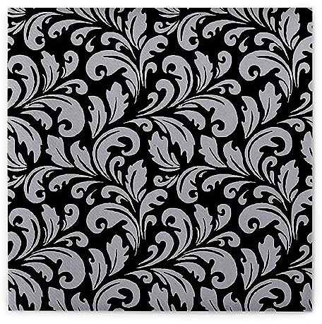 Sovie HORECA Linclass Airlaid Servietten 40x40cm, Ideal für Geburtstage Gastronomie und Hochzeiten, stillvolle elegante Ornamentstruktur, 50 Stück, CARLO in Schwarz-Silber
