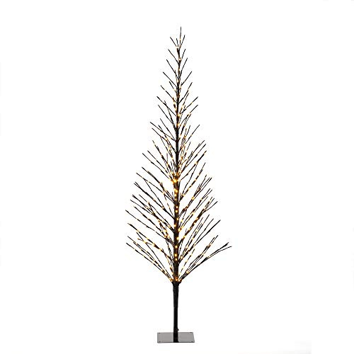 Konstsmide LED Lichterbaum, schwarz, groß, mit Glimmereffekt, 504 bernsteinfarbene Dioden, 24V Außentrafo, schwarzes Kabel - 3387-700