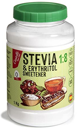 Castello since 1907 Dolcificante Stevia + Eritritolo 1:8 1 kg | 1g = 8g zucchero | Sostituto dello Zucchero - 0 Calorie - 0 Indice Glicemico - Keto e Paleo - 0 Carboidrati
