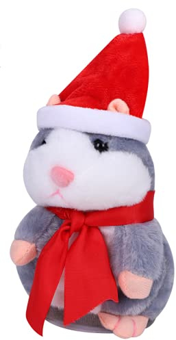 Qchomee Talking Hamster Toy Repeats What You Say Electronic Noding Pet Plush Sound Recording Doll For Boys Girls Christmas Birthday New Year's