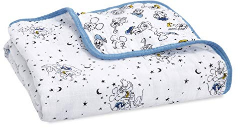 aden + anais Dream Blanket, Boutique Muslin Baby Blankets for Girls & Boys, Ideal Lightweight Newborn Nursery & Crib Blanket, Unisex Toddler & Infant Bedding, Shower Gifts, Mickey and Goofy Star Gazer