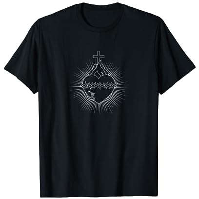 Sacred Heart of Jesus Novena To God's Love - Unisex - Adulti - Cattolici, Devoti di Gesù, Famiglie - Manica corta - T-shirt - Nero - S