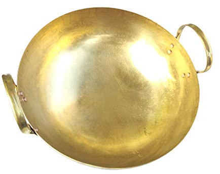 Thai Premium Wok Messing Pfanne Home Cooking Food and Dessert for Thai Chinese Japanese Korean Restaurant Durable Great Heat Control (30,5 cm)