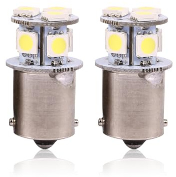 KIMISS 2pcs LED Ampoules de Voiture , 3,5 x 1,5 cm Ampoules LED Blanches BA15S R5W 1156 5050 8SMD 360 degrés Lampe de signalisation Automobile pour Feux Stop de Voiture