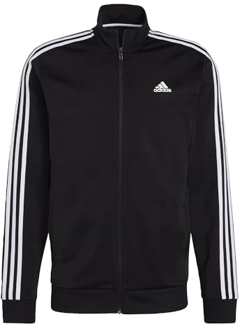 adidas Herren Essentials Warm-Up 3-Stripes Track Jacket, Black / White, L