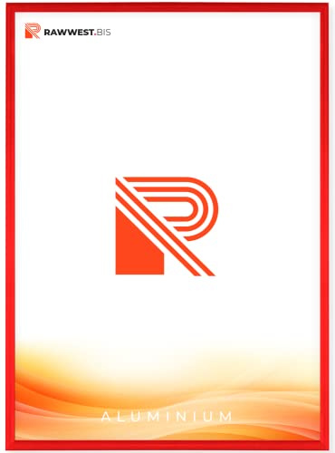 RAWWEST.BIS Alu Bilderrahmen 42x59,4cm DIN A2 - Plakatrahmen Alu mit Plexi Rahmen aus Aluminium für Bilder, auch für Puzzle,Rot