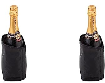 APS Kühlmanschette für Sekt-/Champagnerflaschen, Schwarz - kühlt eine Flasche in 5 Minuten - Abmessungen: 11 x 11 cm, Höhe: 18 cm (Packung mit 2)