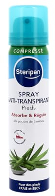 Steripan - Spray Anti-Transpirant Pieds - Absorbe et Régule - Format Compressé - Neutralise les Mauvaises Odeurs - Pour Pieds Frais et Secs - 75ml