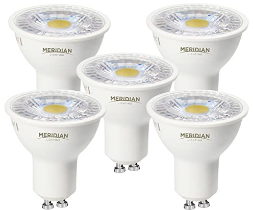 Meridian LED GU10 Lamp Light Bulb Warm White 3000K, 50W Halogen Spotlight Equivalent, 3.5W 345lm, Non-dimmable, AC 220-240V, 36¡ Beam Angle - Pack 5