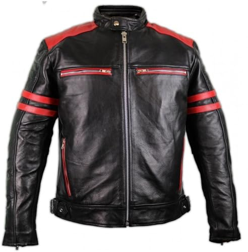 Retro Motorrad Lederjacke 80´s oldschool mit Protektoren