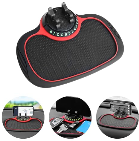 Tappetino Cruscotto Auto Vassoio, Tappetino Antiscivolo per Cruscotto Auto, 360° Supporto per Telefono, Tappetino Antiscivolo in Silicone Riutilizzabile- Multifunzionale per Porta Cellulare Auto, GPS