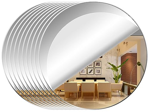 Leikedun 10 Stück Acryl Spiegel Rund Selbstklebende Spiegelfliesen DIY Wandspiegel Dekospiegel für Zuhause, Schlafzimmer, Wohnzimmer, Heimdekoration (Rund 10cm)