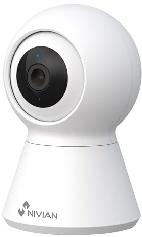 NIVIAN - Telecamera Dome 360º WiFi 4MP Half 4K | Rilevamento di persone IA e Auto-Tracking | Audio Bidirezionale e Sirena | Compatibile con Alexa e Google Home | Registrazione su MicroSD fino a 256GB