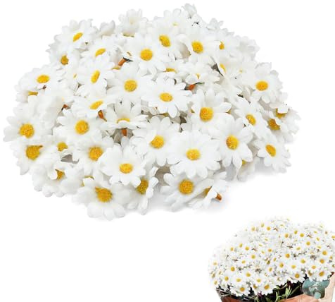 LWLWA Kunstblume, Durchmesser 4cm Deko Blumen, 200 Stück | Hohler Kurzer Stiel Kunstblumen, Gelber Innenkern, für Hochzeitsblumen Ansteckblumen Blumenaccessoires Verwendet werden