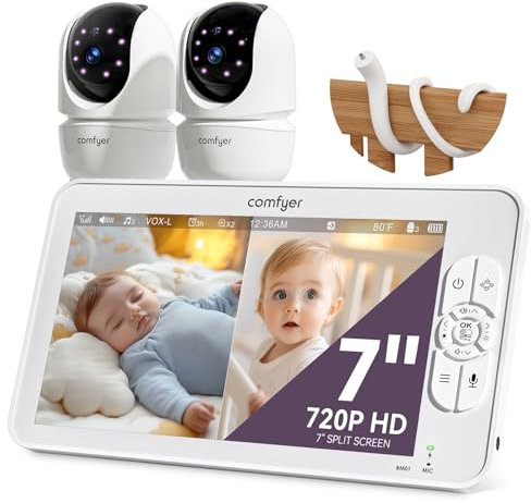 Comfyer BM01 7 Split-Screen Baby Monitor with 2 Cameras and Audio No WiFi