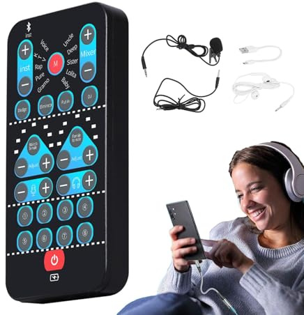 Cambiador de Voz portátil, Tarjeta de Sonido portátil - Cambiador de Sonido Multifuncional con 8 Efectos de Sonido fijos,Cambiador de Voz Externo, Disfraz de Voz Plug and para transmisión en