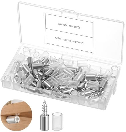 Bczhieulw Set di 50 supporti per scaffali, con tappo di protezione in gomma, adatti per mobili, armadi, librerie, armadietti per vino, scaffali in legno e vetro
