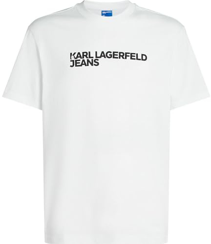 Karl Lagerfeld Jeans, Herr, Vanlig Kortärm Essential Logo T-Shirt, Vanlig Fit, Vit, XS