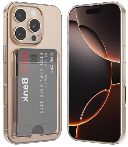 ÁRBOLORO Hülle für iPhone 16 Pro Schutzhülle mit Kartenfäch Transparent Silikon Handyhülle Kartenfach Hülle für 2 Karten, Stoßfest Handy Tasche Bumper Brieftasche Case Cover