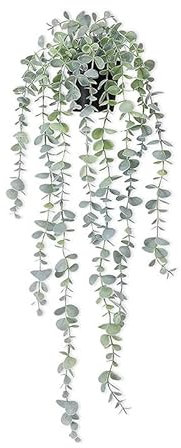 URMAGIC Artificial Hanging Eucalyptus Potted Plant, Realistic Design, Grey, 12*12*12cm, 1 Count, Hanging Plant, Eucalyptus, Rustic-Modern, Office Desk Living Room Balcony Wall Decoration