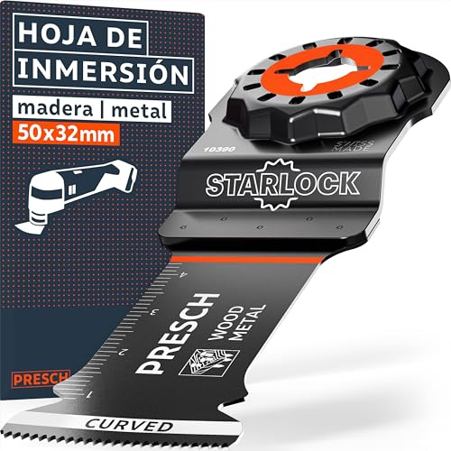 Presch Multiverktyg Sågblad Trä och Metall 50x32mm - Starlock-sågblad för verktygsfritt byte - Exakta resultat tack vare spetsiga BI-metalltänder och Curved-Tec-design - Exakt multiverktygstillbehör