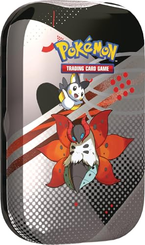 Pokémon - Juego de Cartas coleccionables: Mini Caja de Lata – Ramoth & Emolga (2 Paquetes de Refuerzo y 1 Tarjeta de Bordado)