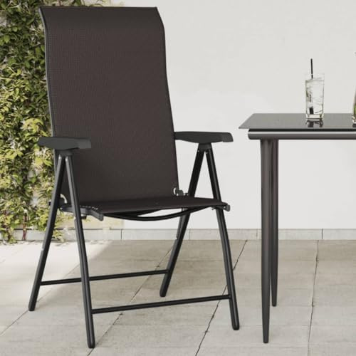 HaoChrymec Gartenstühle 8 STK. Klappbar Schwarz Kaffeebraun Poly Rattan, Höhenverstellbar, Balkonstühle, Terassenstuhl Außen, Campingstuhl Klappbar, 69 x 54.5 x 111 cm