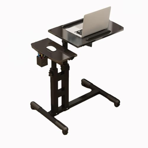 Table de lit réglable avec roulettes – Bureau mobile pour ordinateur portable pour lit et canapé, plateau inclinable, support roulant, table d'appoint portable réglable en hauteur