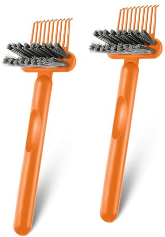 2025 Nuevo 2 en 1 Limpiador de cepillos y peines, cerdas de nailon + rastrillo, mango ergonómico antideslizante, portátil, naranja (juego de 2)