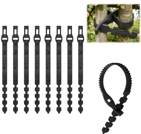 Vxcvzv 4 Pack Tree Ties Heavy Duty 40cm/15.75in Adjustable Garden Straps for Plant Support Staking Shrubs Trees Outdoor Gardening (Quantity: 8,50CM, Black)
