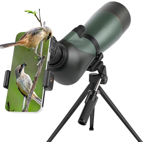 25-75x70 HD Spektiv Sportschützen mit Stativ- und Smartphone-Adapter, Zoom Bak4 Prism FMC Lens 45-Grad-abgewinkelte Teleskop für Vogelbeobachtung Wildlife Scenery Jagd Wildtiere Stargazing