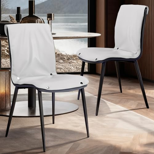 CoPaws Esszimmerstühle 2er Set, Küchenstühle mit Bequemer Kunstleder Polsterung, Stabilen Metallbeinen & Ergonomischer Rückenlehne, Moderner Esszimmerstuhl für Küche & Esszimmer (Europäische Norm)