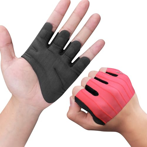 KUTOOK Guantes Gimnasio Hombre Mujer Gym Fitness Entrenamiento Guante Deporte Musculación Crossfit Pesas Accesorios Rosa Fluorescente S